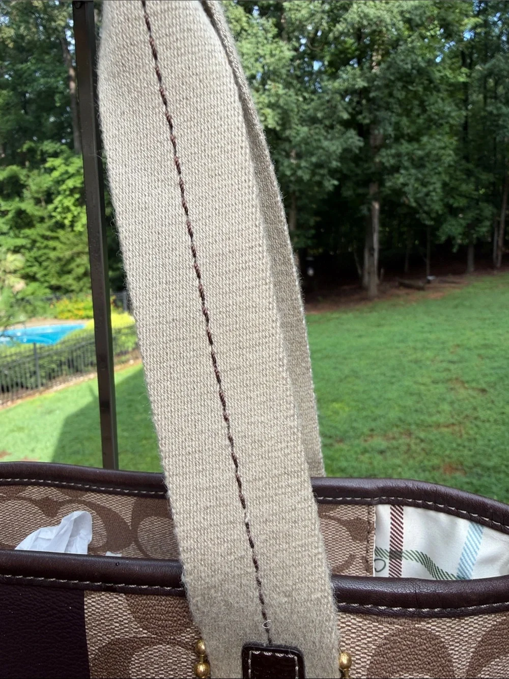Coach 2008 Heritage Signature Tote  Beige Canvas tote Tattersall
